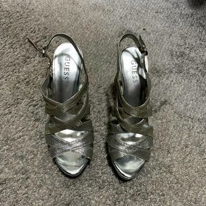 Guess silver heels size 8.5